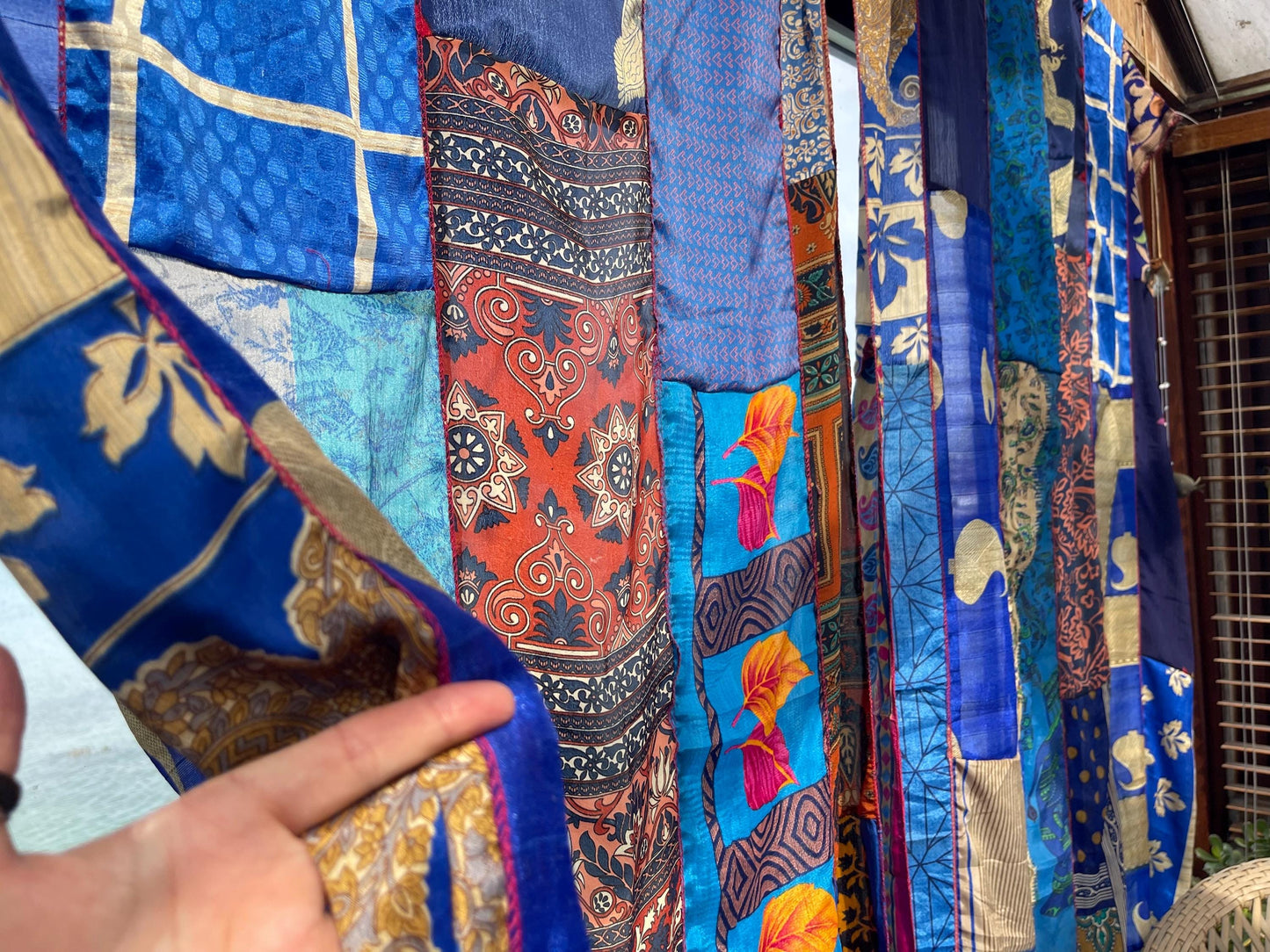 Handmade blue curtains, Recycled Vintage Curtains, Boho Style, Ethical Furnishings, Romantic Gift, Unique Home decor, eco friendly curtains