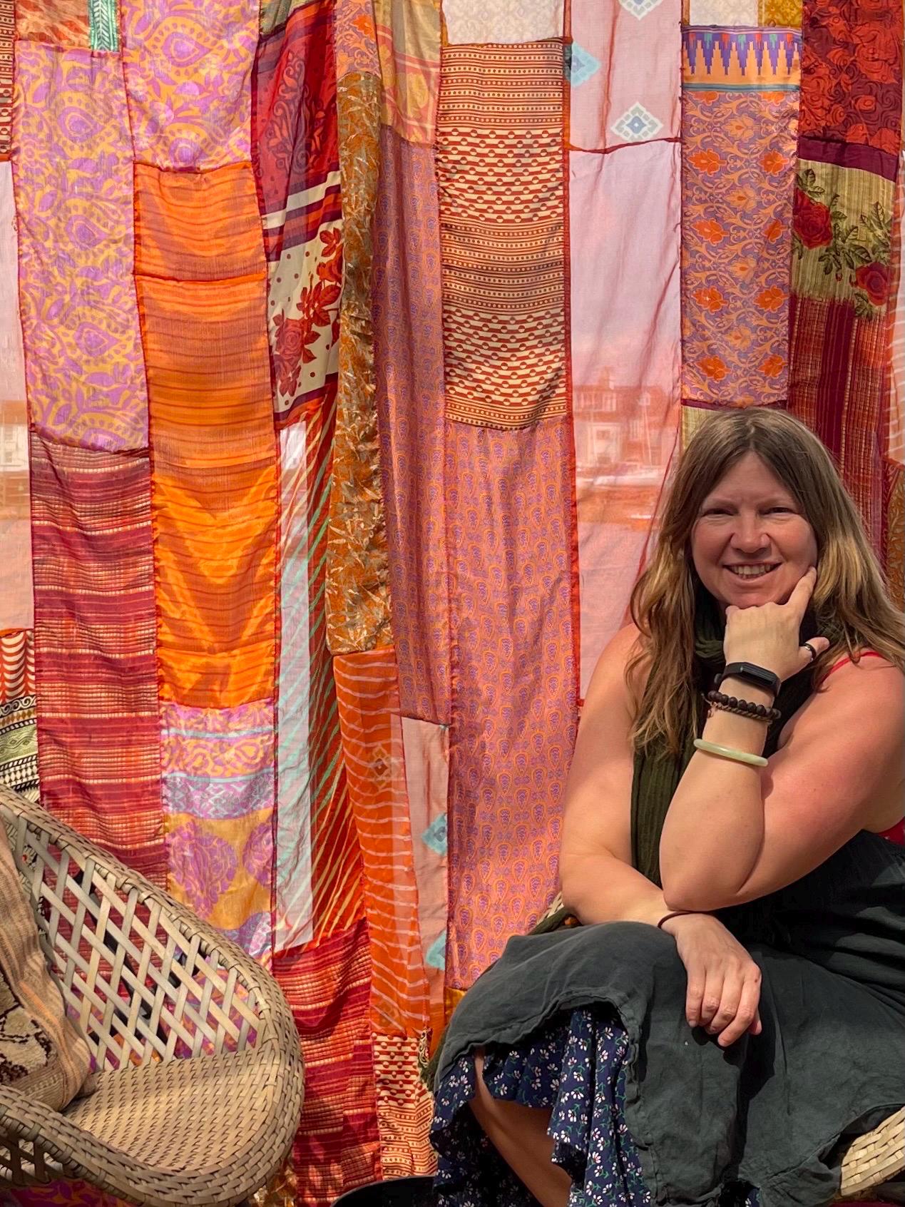 Handmade orange curtains, Recycled Vintage Curtains, Boho Style, Ethical Furnishings, Romantic Gift, Unique Home decor, eco friendly curtain