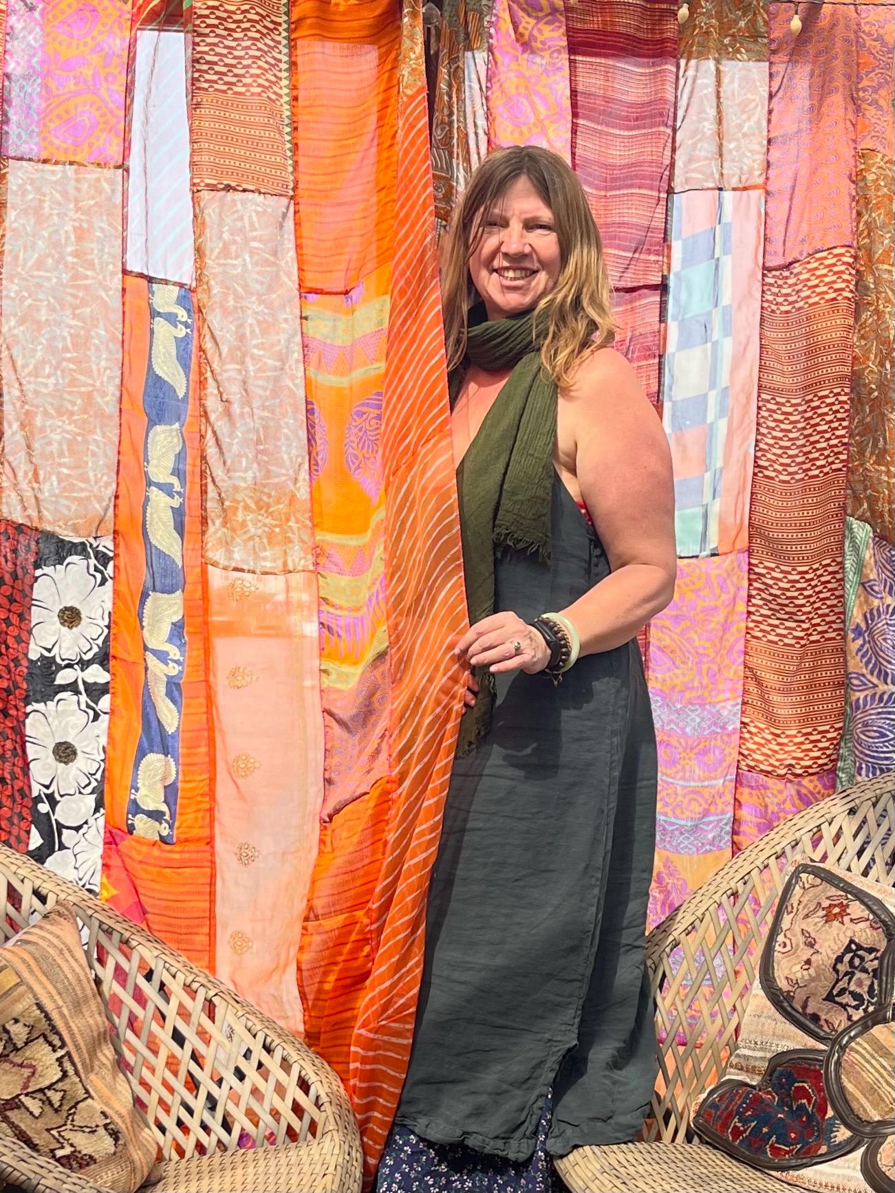 Handmade orange curtains, Recycled Vintage Curtains, Boho Style, Ethical Furnishings, Romantic Gift, Unique Home decor, eco friendly curtain
