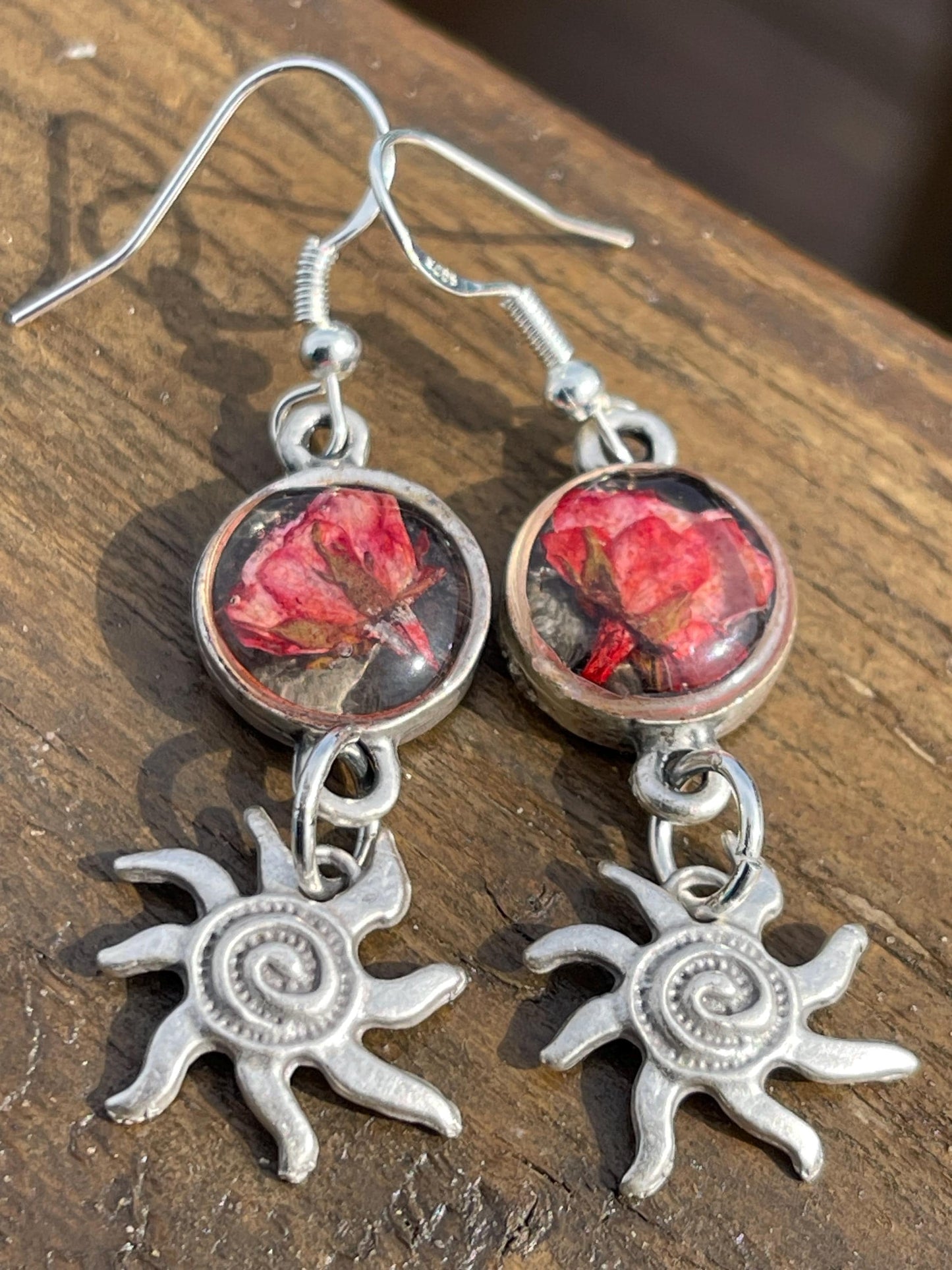 Rose earrings, flower earrings, romantic gift for her, sun earrings, boho earrings, unique earrings, handmade earrings, unique jewellery
