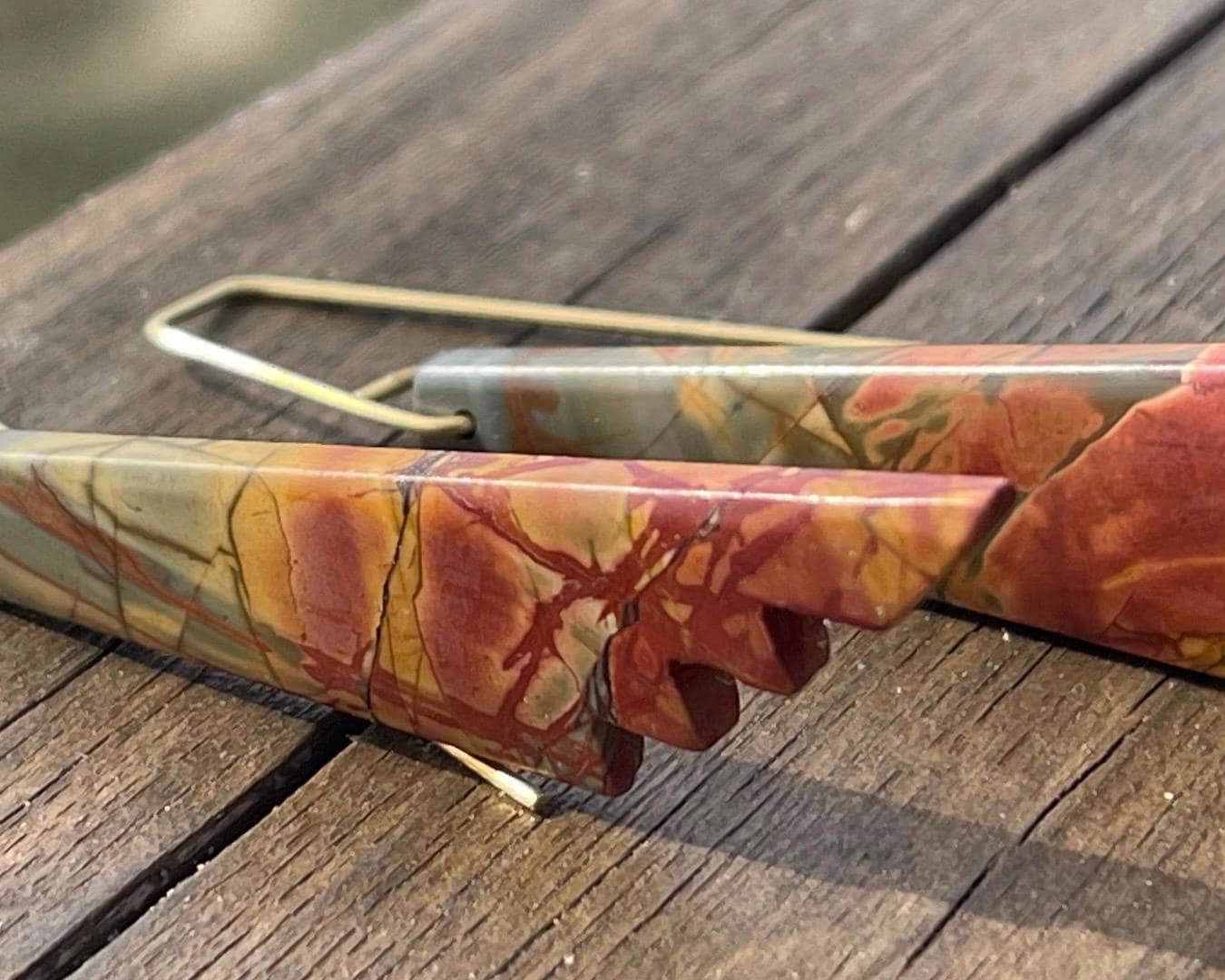 Picasso jasper gemstone earrings. Ethical jewellery, orange gemstone earrings. Stunning unique jewellery. Unique gifts. Unique earrings.