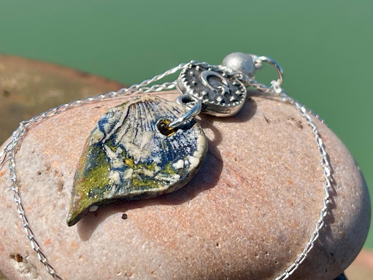Handcrafted Boho Blue Butterfly Necklace - Unique Ethical Ceramic Jewelry. Unusual blue necklace, butterfly necklace, unique pendant