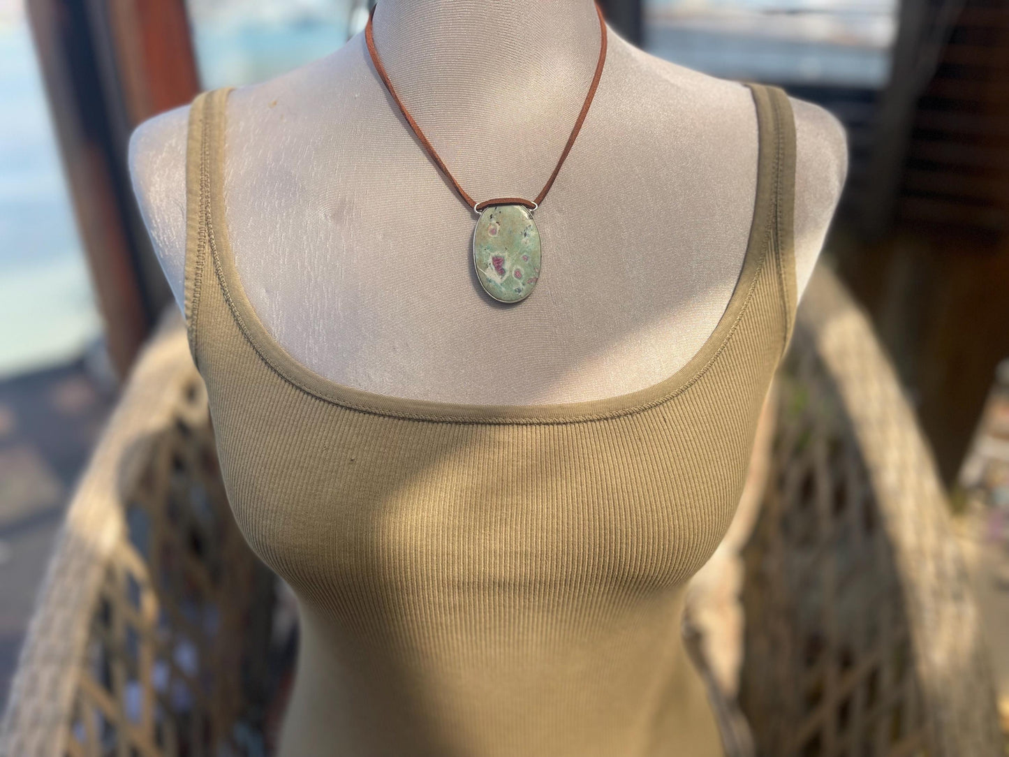Ruby Fushsite necklace. Handmade necklace, gift for her, gift for him, unusual necklace, unique jewellery, ethical gift, ethical jewellery