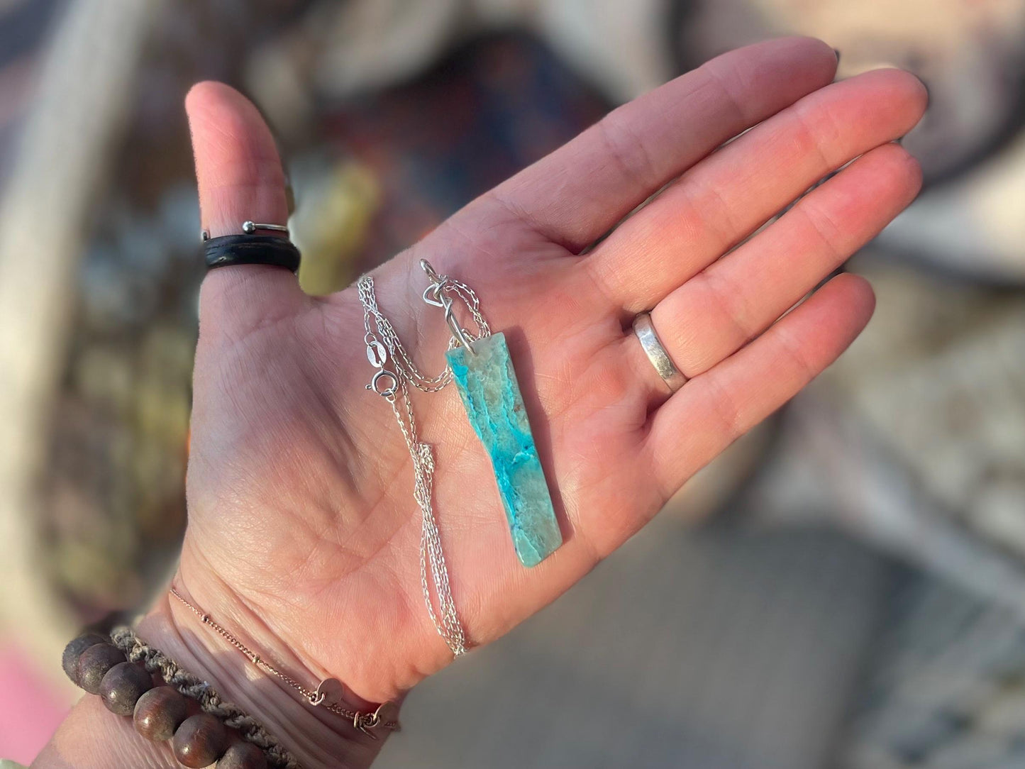 Chrysocolla Malachite necklace, ethical jewellery, bohemian necklace, unusual jewellery, malachite pendant, blue gemstone necklace