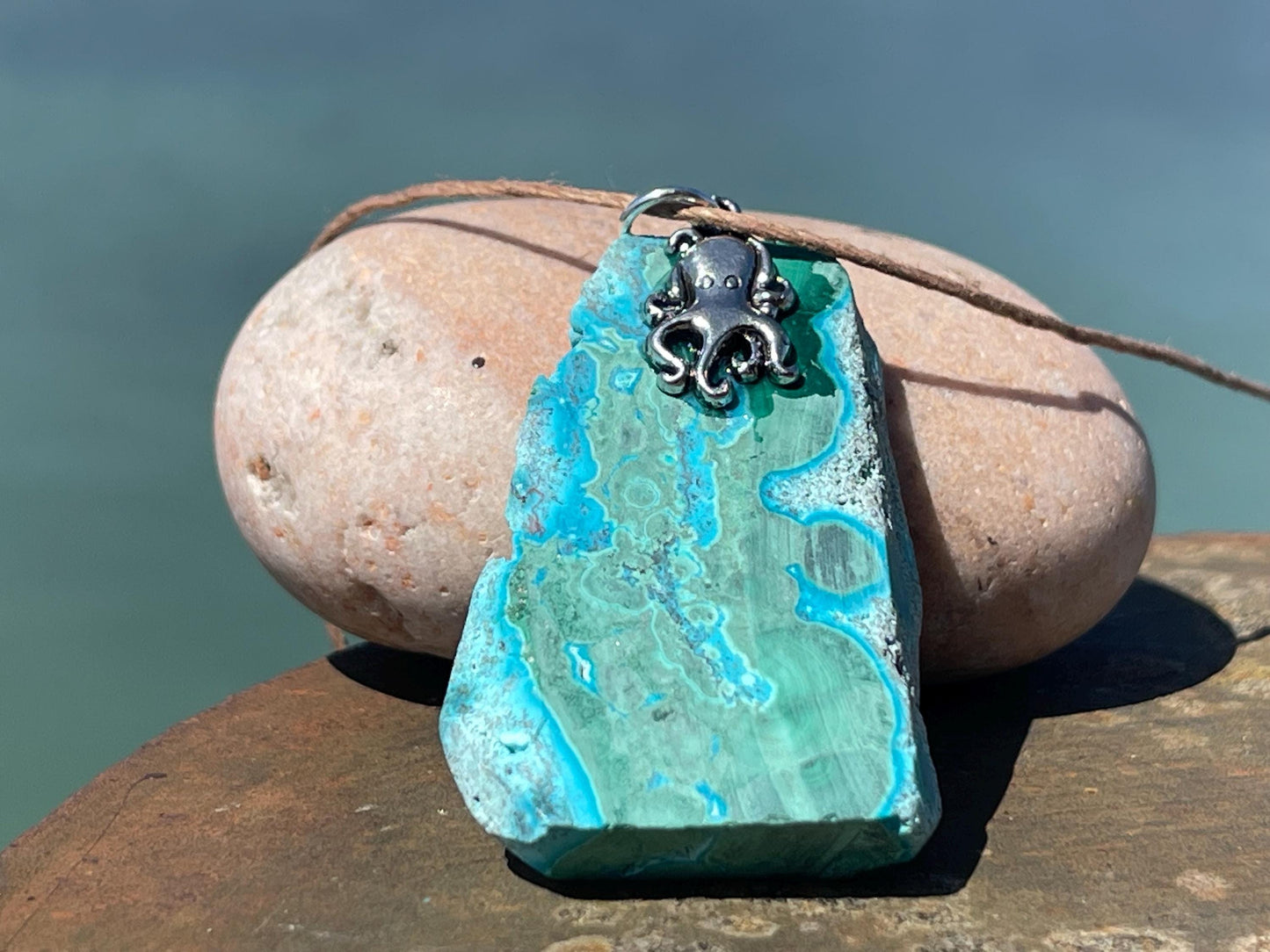 Chrysocolla Malachite necklace, ethical jewellery, bohemian necklace, unusual jewellery, malachite pendant, green gemstone necklace