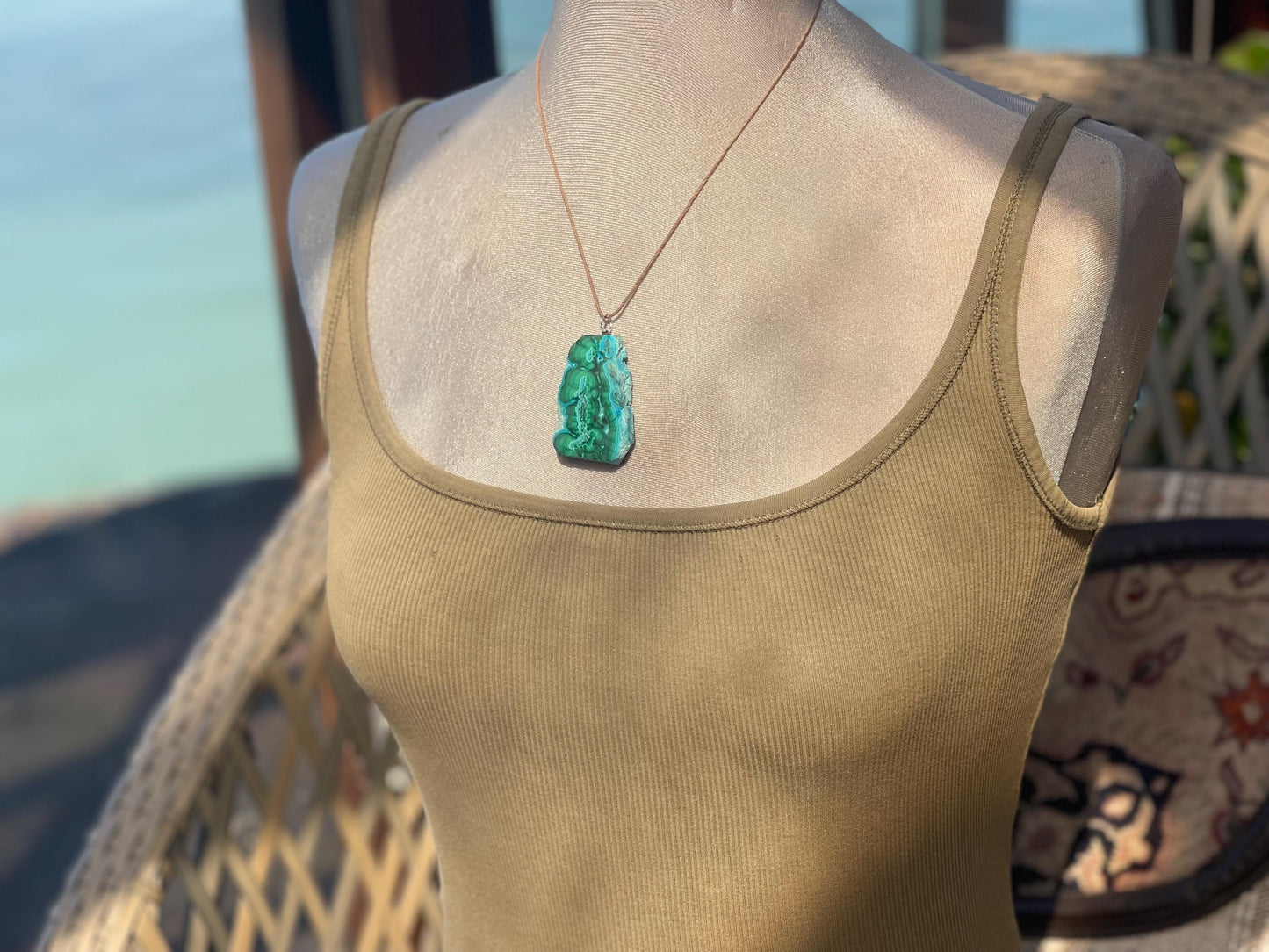 Chrysocolla Malachite necklace, ethical jewellery, bohemian necklace, unusual jewellery, malachite pendant, green gemstone necklace