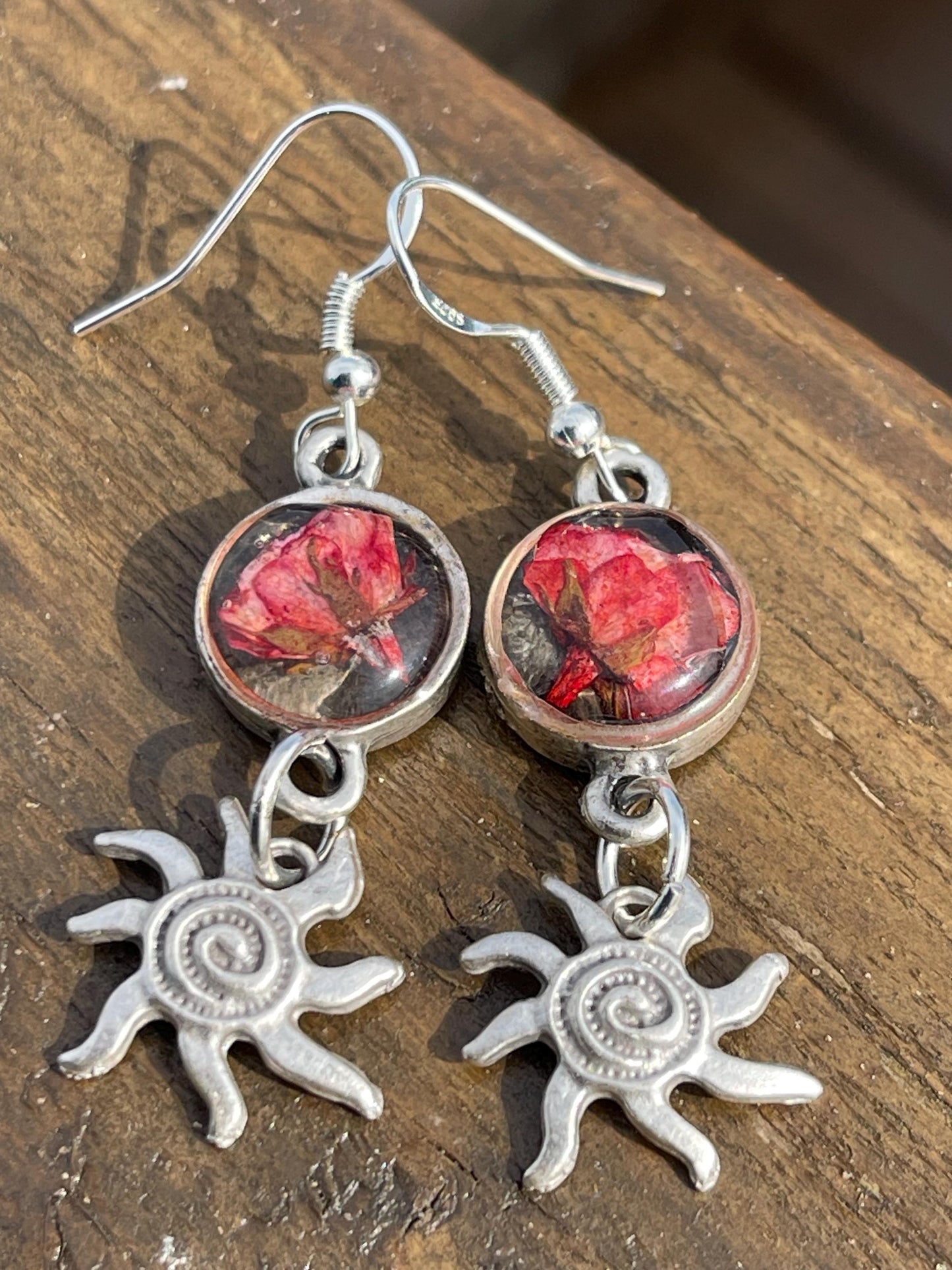 Rose earrings, flower earrings, romantic gift for her, sun earrings, boho earrings, unique earrings, handmade earrings, unique jewellery