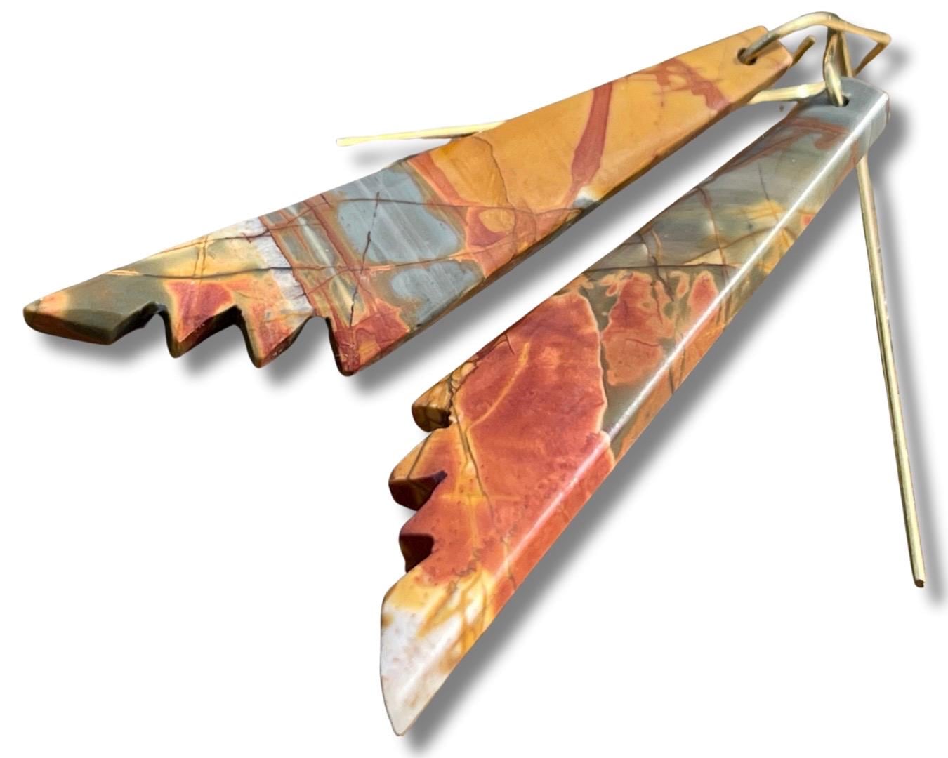 Picasso jasper gemstone earrings. Ethical jewellery, orange gemstone earrings. Stunning unique jewellery. Unique gifts. Unique earrings.