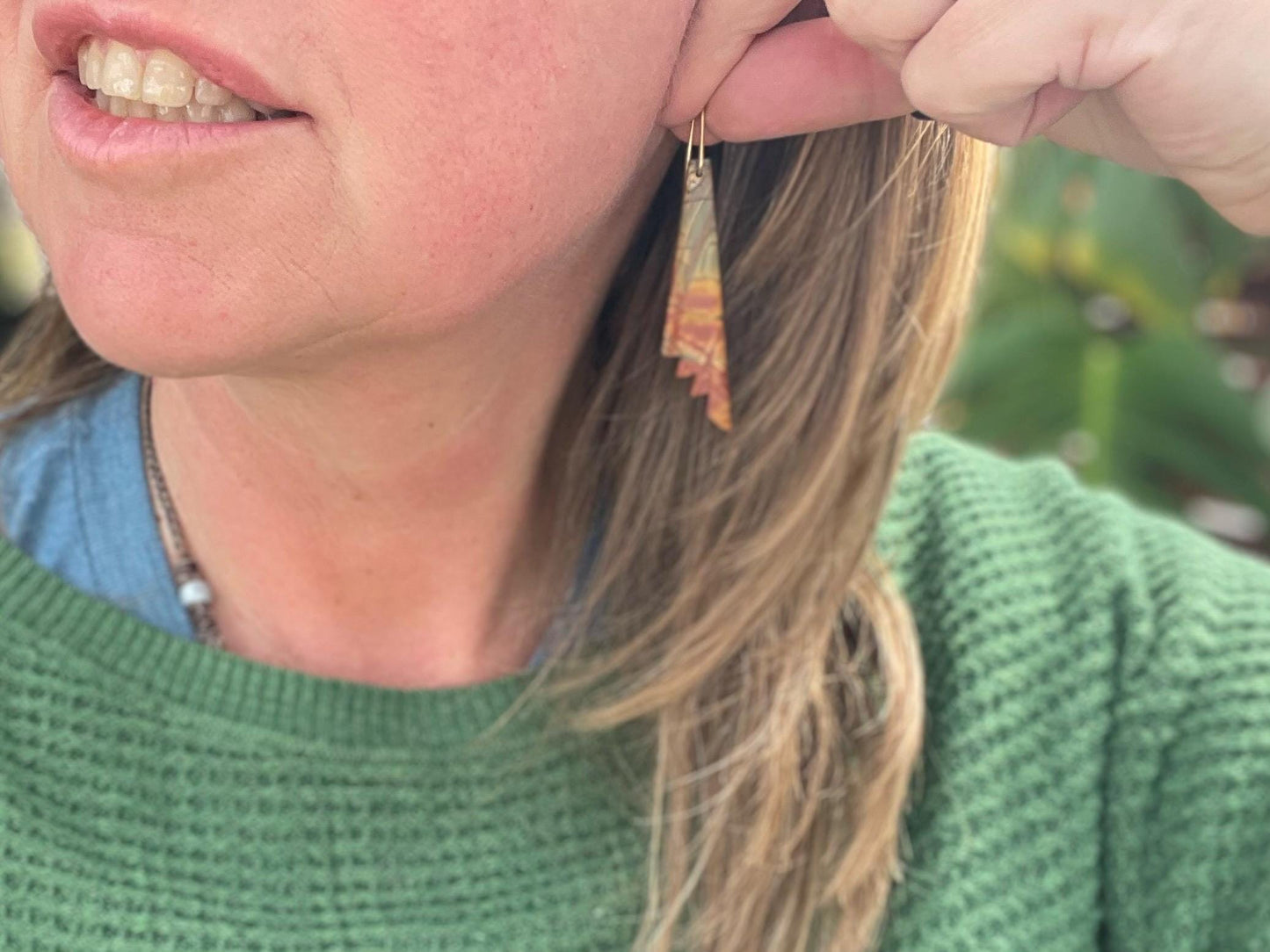 Picasso jasper gemstone earrings. Ethical jewellery, orange gemstone earrings. Stunning unique jewellery. Unique gifts. Unique earrings.