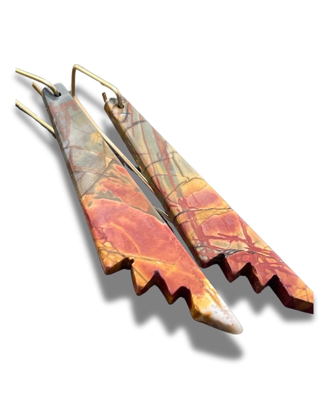 Picasso jasper gemstone earrings. Ethical jewellery, orange gemstone earrings. Stunning unique jewellery. Unique gifts. Unique earrings.