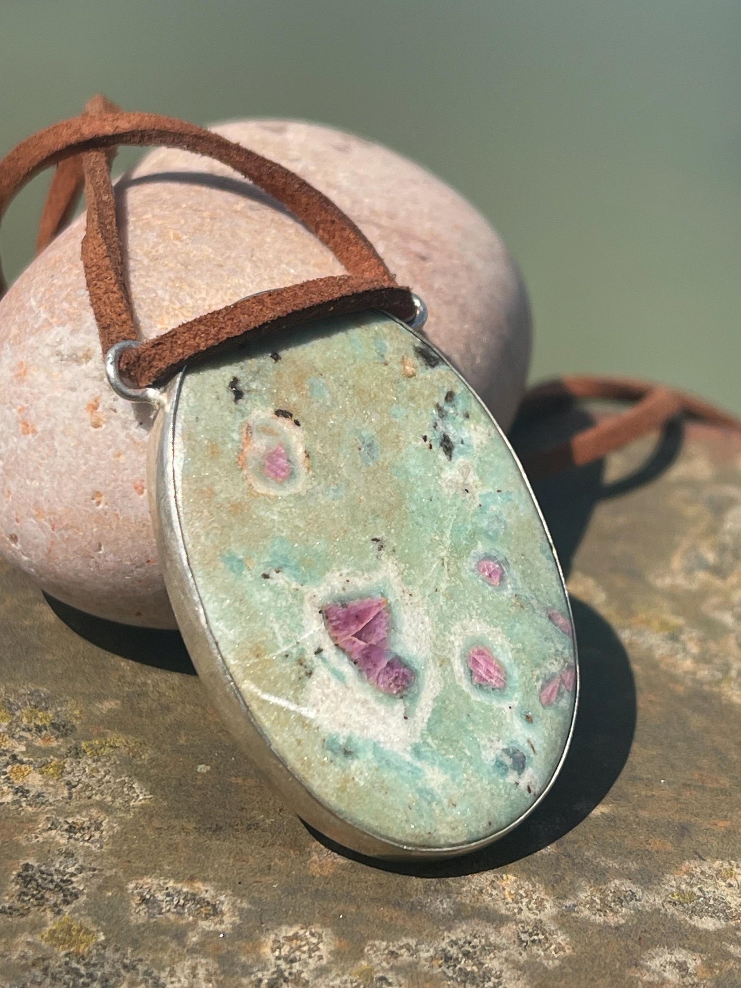 Ruby Fushsite necklace. Handmade necklace, gift for her, gift for him, unusual necklace, unique jewellery, ethical gift, ethical jewellery