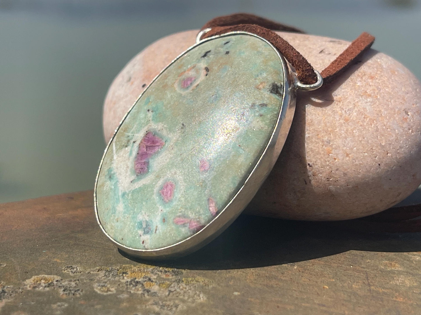 Ruby Fushsite necklace. Handmade necklace, gift for her, gift for him, unusual necklace, unique jewellery, ethical gift, ethical jewellery