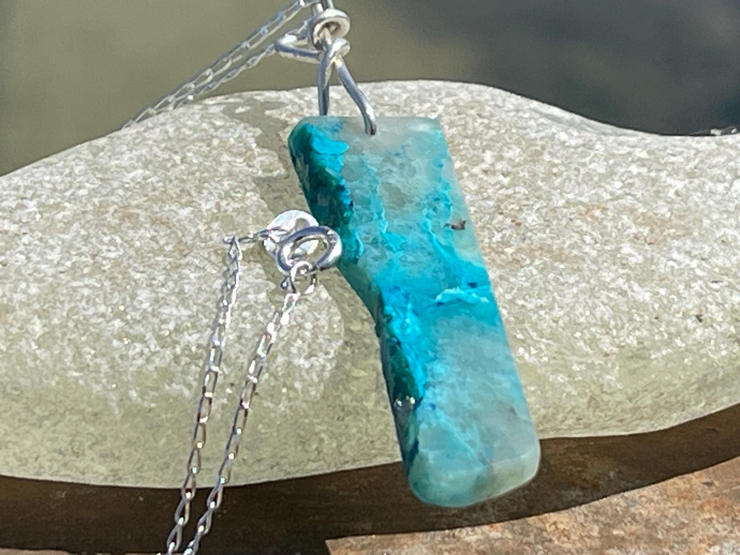 Chrysocolla Malachite necklace, ethical jewellery, bohemian necklace, unusual jewellery, malachite pendant, blue gemstone necklace