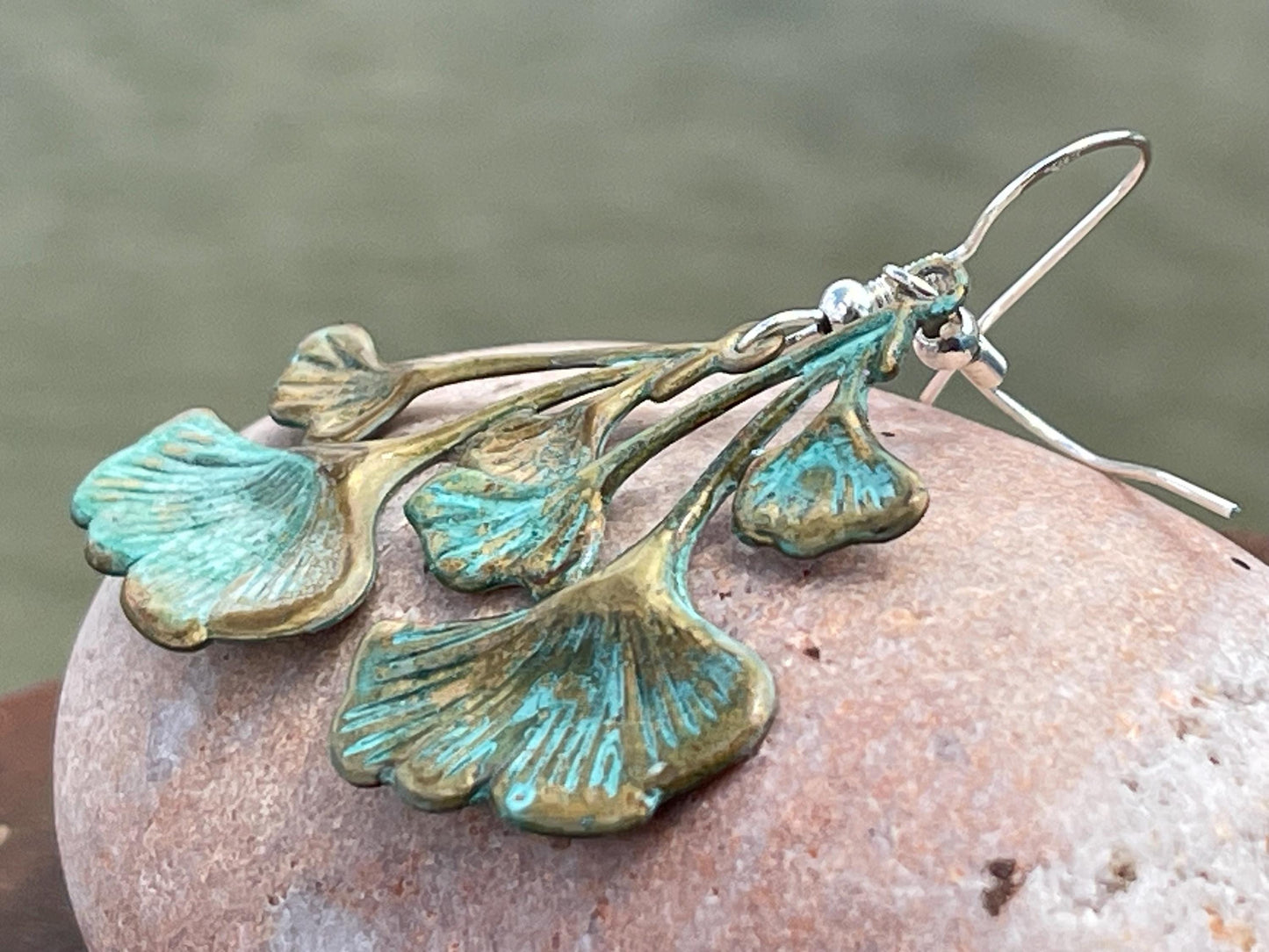 Handmade flower earrings. Rustic earrings, unusual earrings, unusual gift for her, blue earrings, boho earrings, boho jewellery, hippy gift