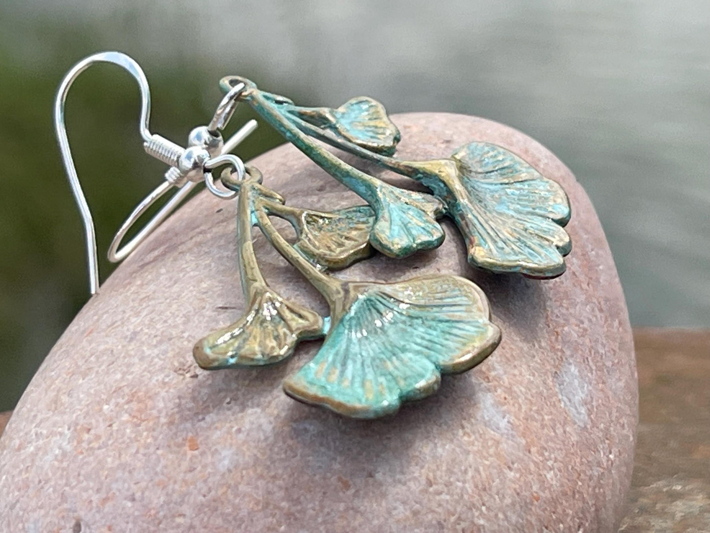 Handmade flower earrings. Rustic earrings, unusual earrings, unusual gift for her, blue earrings, boho earrings, boho jewellery, hippy gift