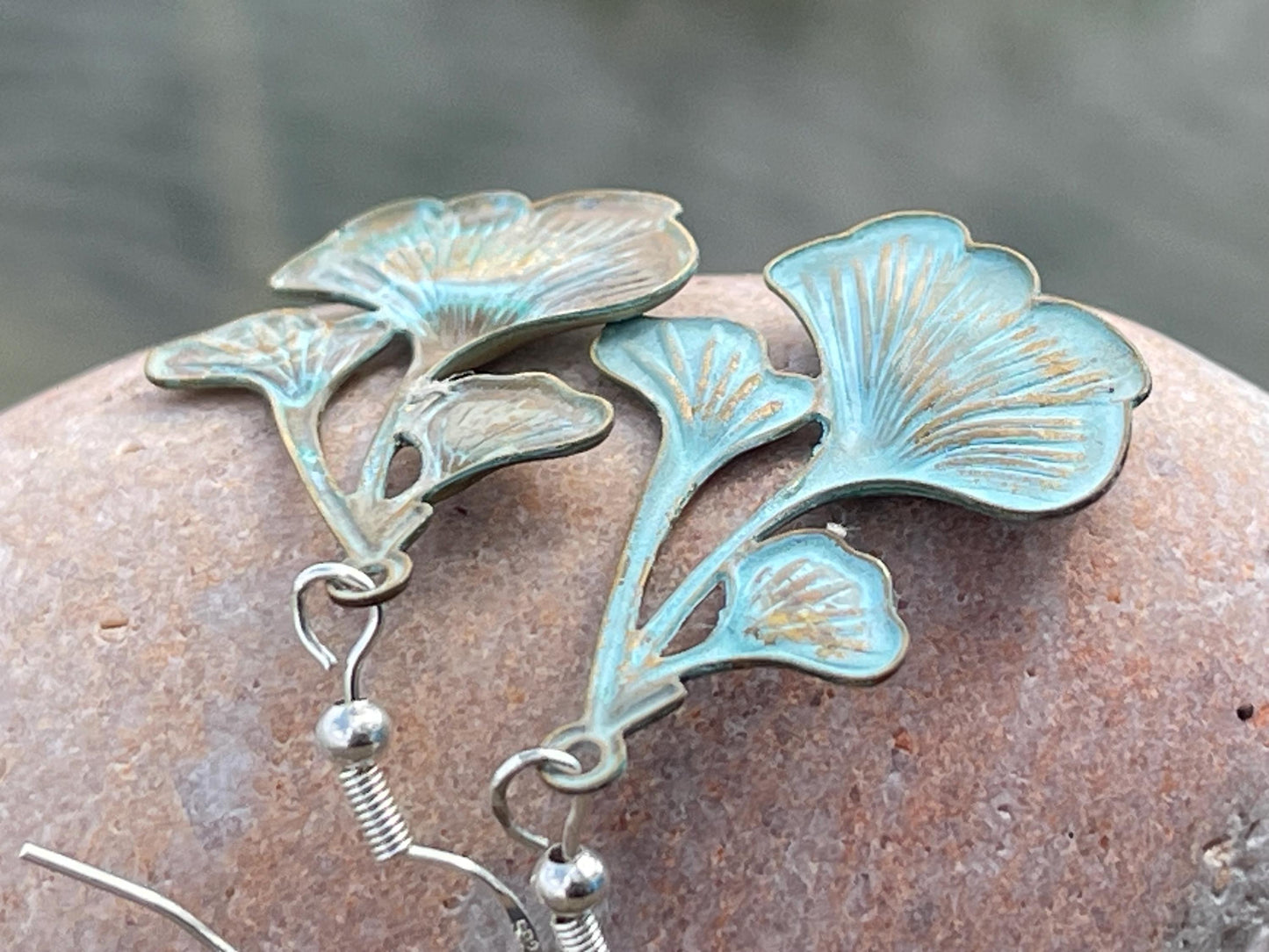 Handmade flower earrings. Rustic earrings, unusual earrings, unusual gift for her, blue earrings, boho earrings, boho jewellery, hippy gift