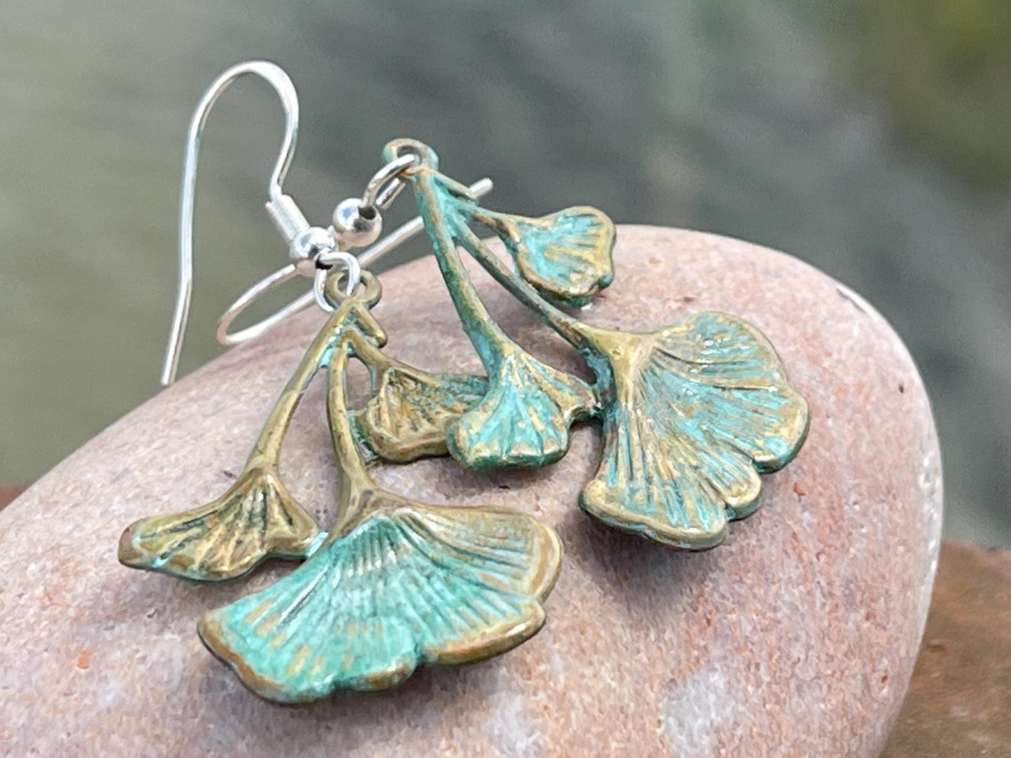 Handmade flower earrings. Rustic earrings, unusual earrings, unusual gift for her, blue earrings, boho earrings, boho jewellery, hippy gift