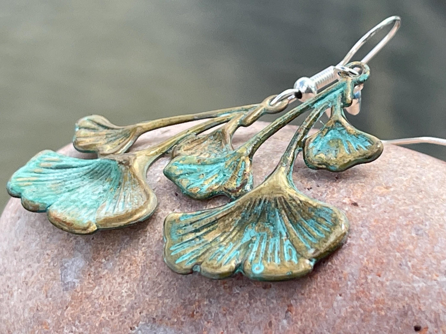 Handmade flower earrings. Rustic earrings, unusual earrings, unusual gift for her, blue earrings, boho earrings, boho jewellery, hippy gift