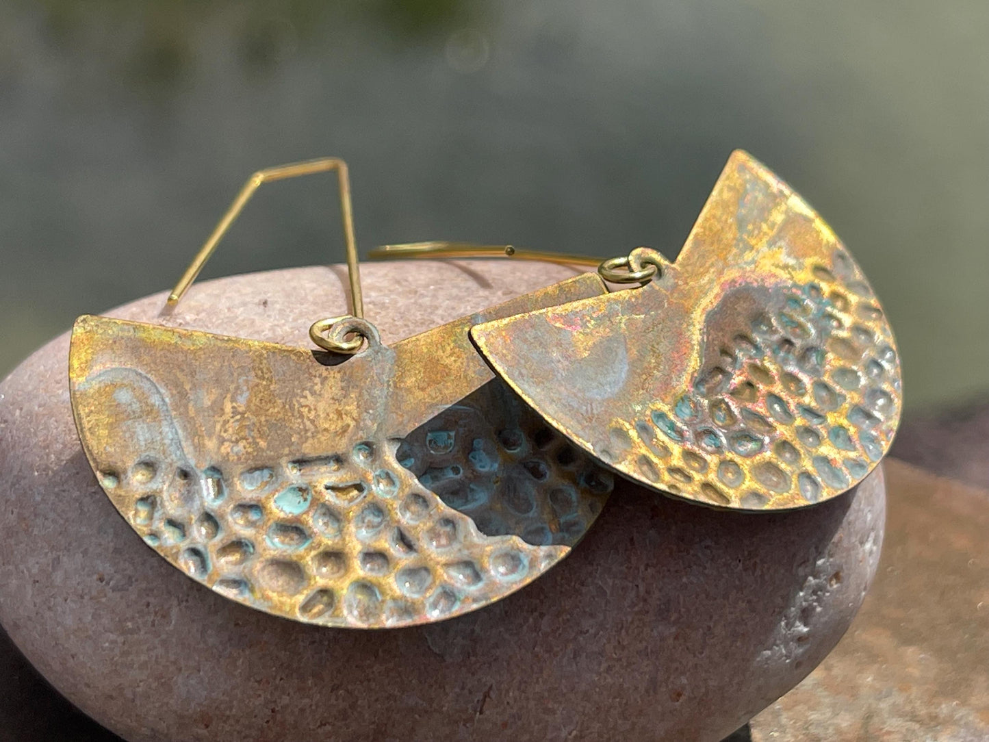 Handmade boho earrings. Rustic earrings, unusual earrings, unusual gift for her, blue earrings, unique jewellery, hippy gift