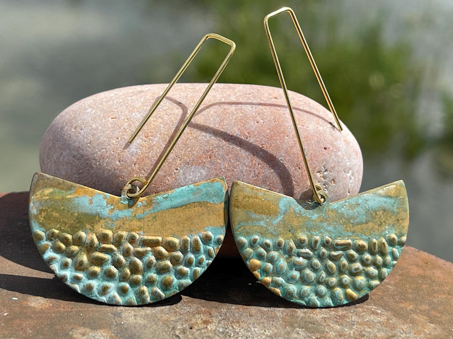 Handmade boho earrings. Rustic earrings, unusual earrings, unusual gift for her, blue earrings, unique jewellery, hippy gift