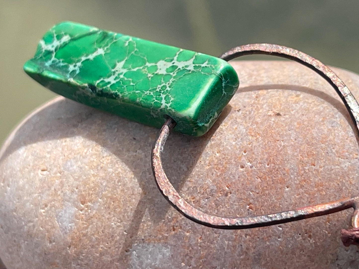 Rustic jasper pendant, green necklace, unusual jewellery, gift for him, boho handmade necklace, romantic gift for her, ethical jewellery