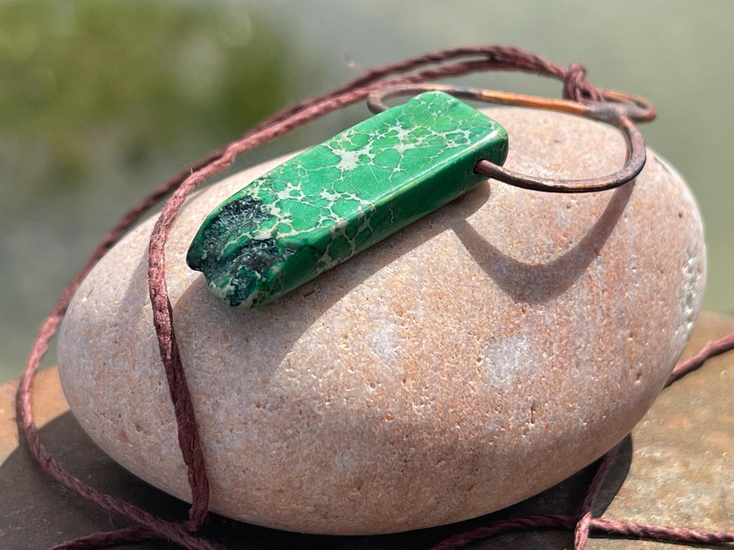 Rustic jasper pendant, green necklace, unusual jewellery, gift for him, boho handmade necklace, romantic gift for her, ethical jewellery