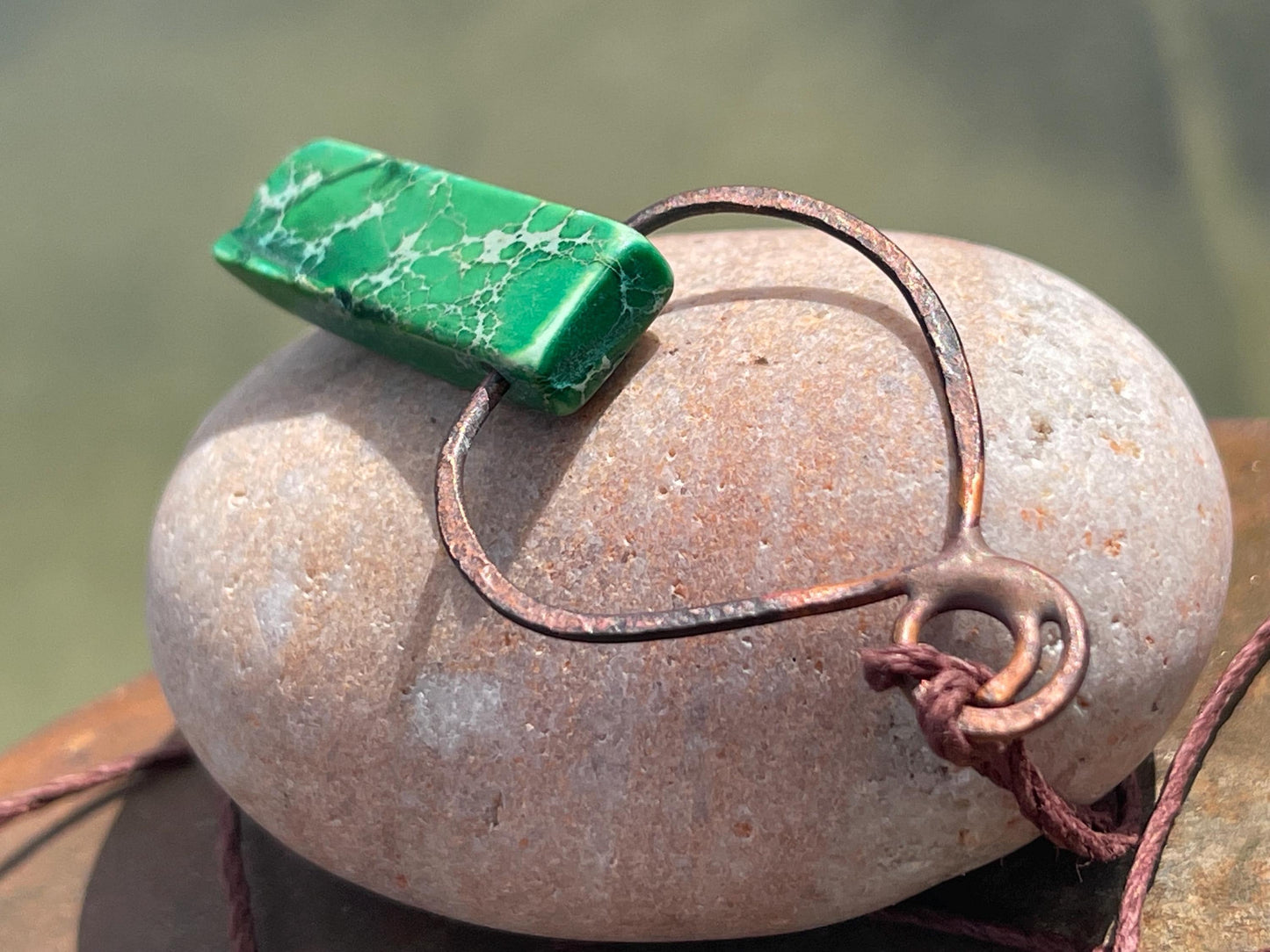 Rustic jasper pendant, green necklace, unusual jewellery, gift for him, boho handmade necklace, romantic gift for her, ethical jewellery