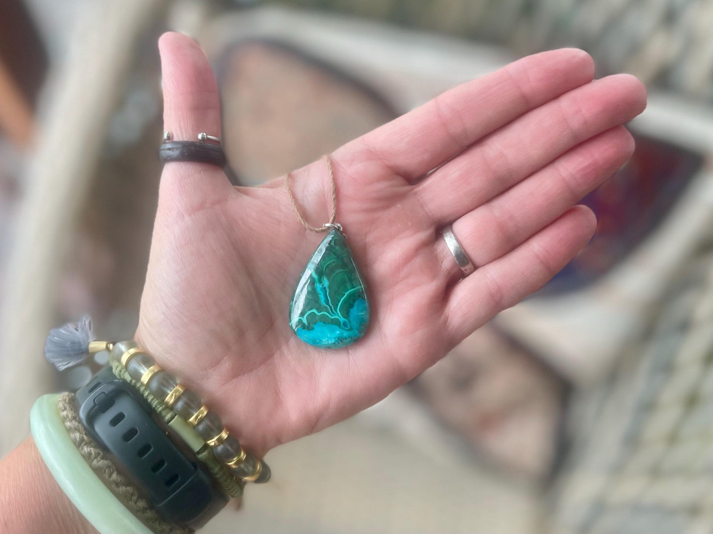 Chrysocolla Malachite necklace, ethical jewellery, bohemian necklace, unusual jewellery, malachite pendant, green gemstone necklace