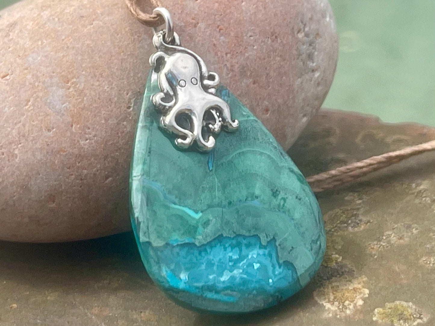 Chrysocolla Malachite necklace, ethical jewellery, bohemian necklace, unusual jewellery, malachite pendant, green gemstone necklace
