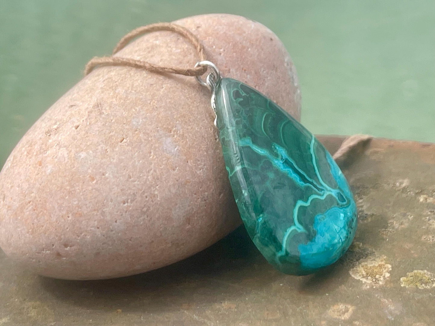 Chrysocolla Malachite necklace, ethical jewellery, bohemian necklace, unusual jewellery, malachite pendant, green gemstone necklace