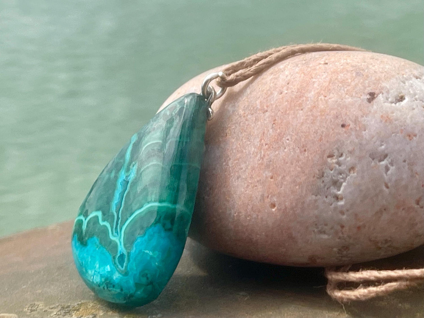 Chrysocolla Malachite necklace, ethical jewellery, bohemian necklace, unusual jewellery, malachite pendant, green gemstone necklace