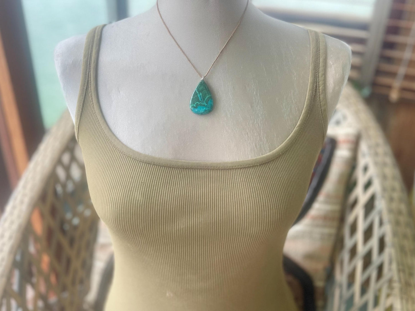 Chrysocolla Malachite necklace, ethical jewellery, bohemian necklace, unusual jewellery, malachite pendant, green gemstone necklace