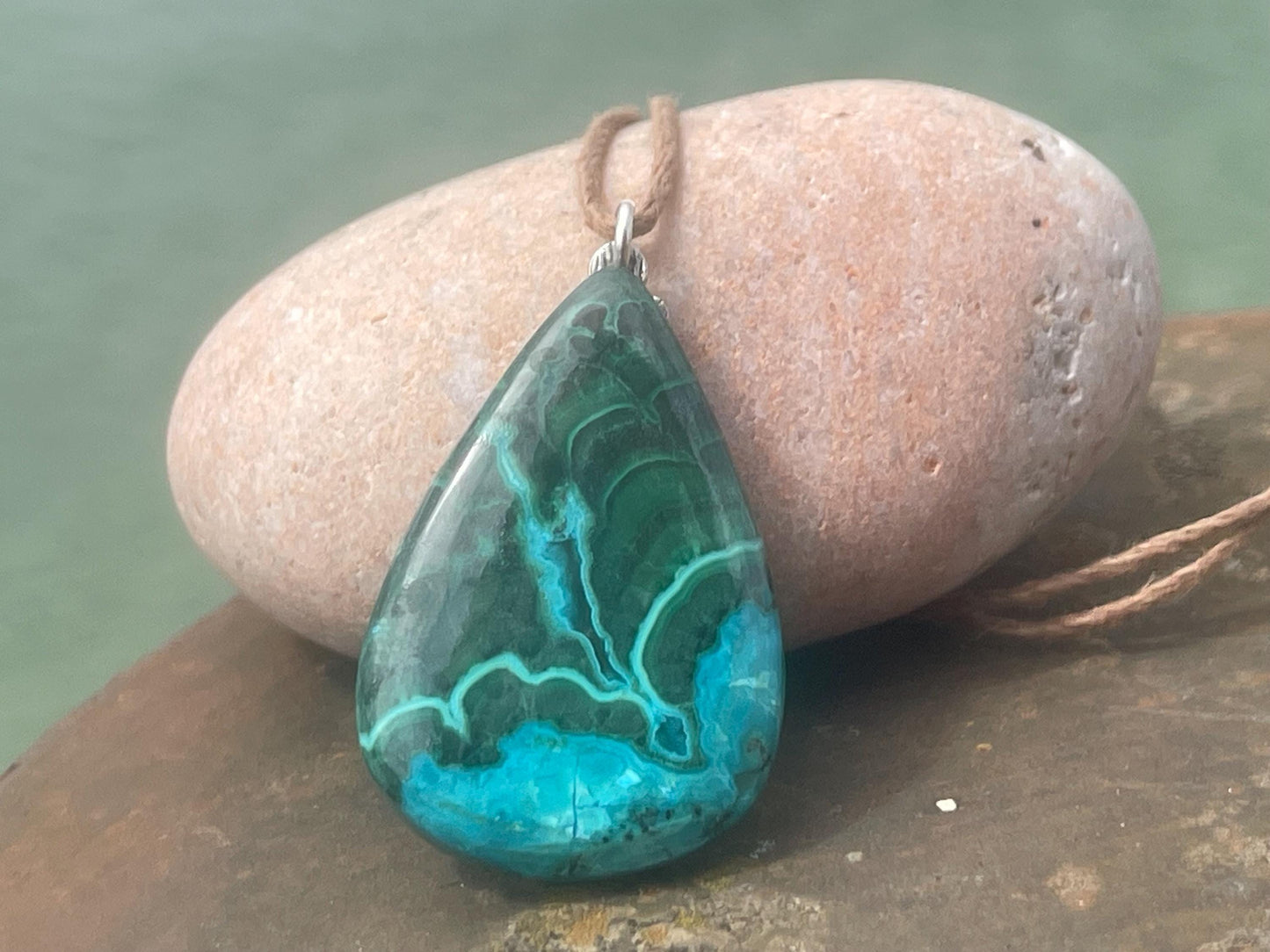 Chrysocolla Malachite necklace, ethical jewellery, bohemian necklace, unusual jewellery, malachite pendant, green gemstone necklace