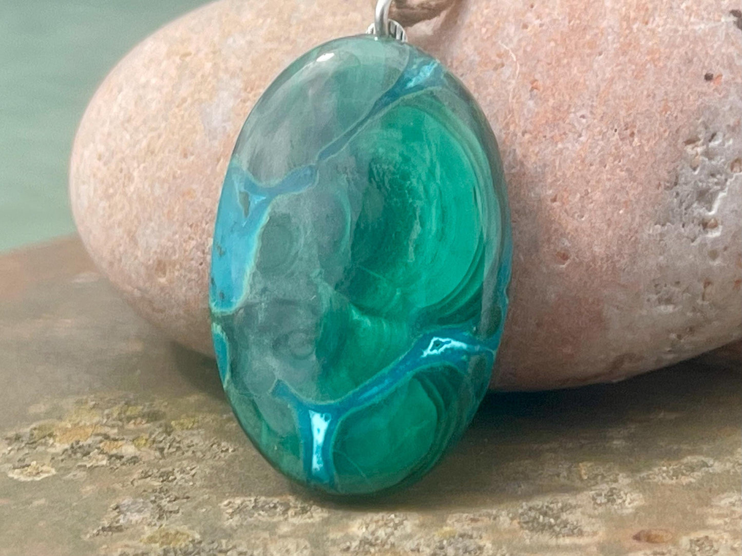 Chrysocolla Malachite necklace, ethical jewellery, bohemian necklace, unusual jewellery, malachite pendant, green gemstone necklace