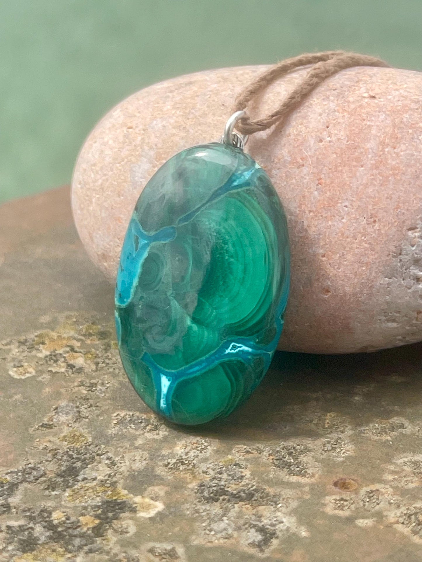 Chrysocolla Malachite necklace, ethical jewellery, bohemian necklace, unusual jewellery, malachite pendant, green gemstone necklace