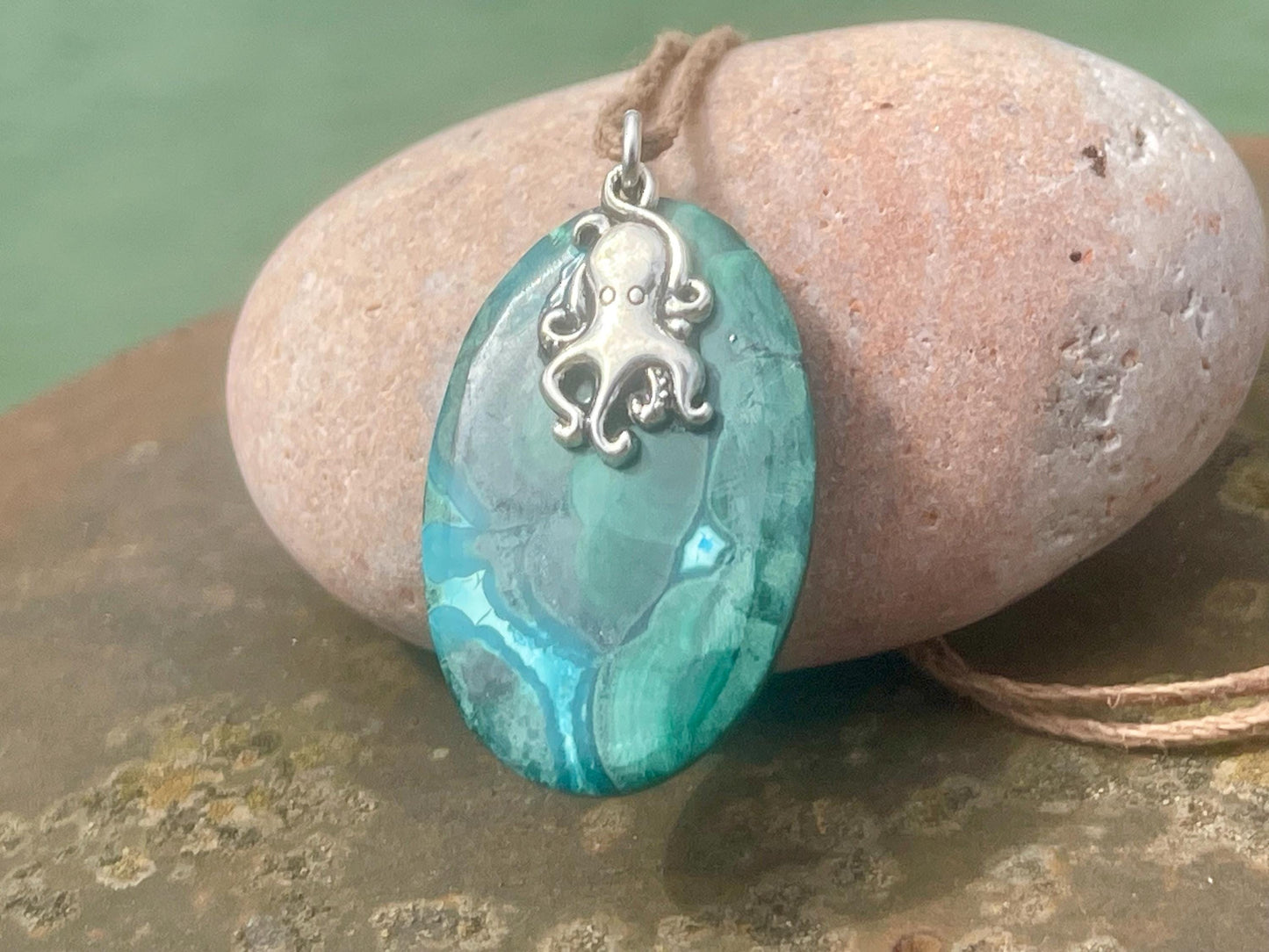 Chrysocolla Malachite necklace, ethical jewellery, bohemian necklace, unusual jewellery, malachite pendant, green gemstone necklace