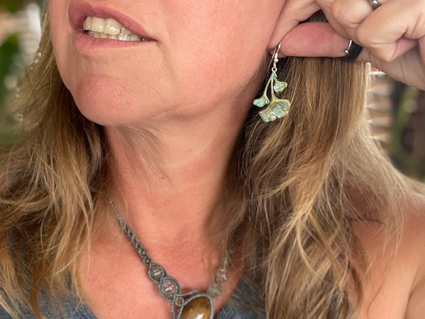 Handmade flower earrings. Rustic earrings, unusual earrings, unusual gift for her, blue earrings, boho earrings, boho jewellery, hippy gift