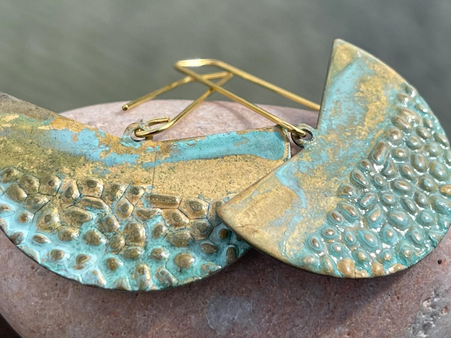 Handmade boho earrings. Rustic earrings, unusual earrings, unusual gift for her, blue earrings, unique jewellery, hippy gift