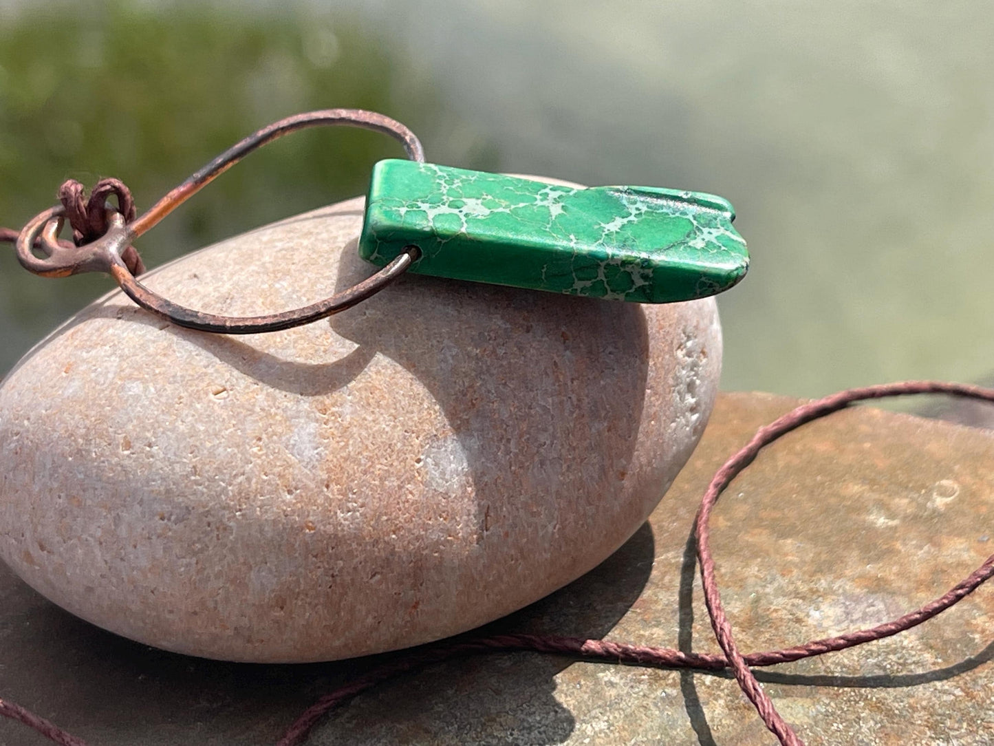 Rustic jasper pendant, green necklace, unusual jewellery, gift for him, boho handmade necklace, romantic gift for her, ethical jewellery