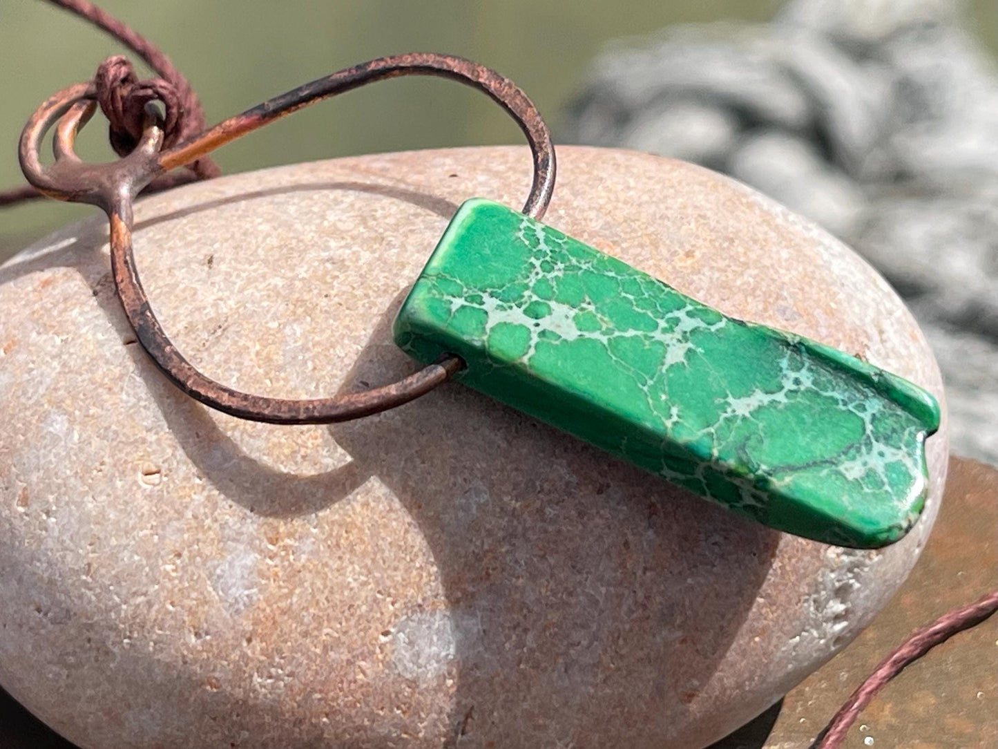 Rustic jasper pendant, green necklace, unusual jewellery, gift for him, boho handmade necklace, romantic gift for her, ethical jewellery