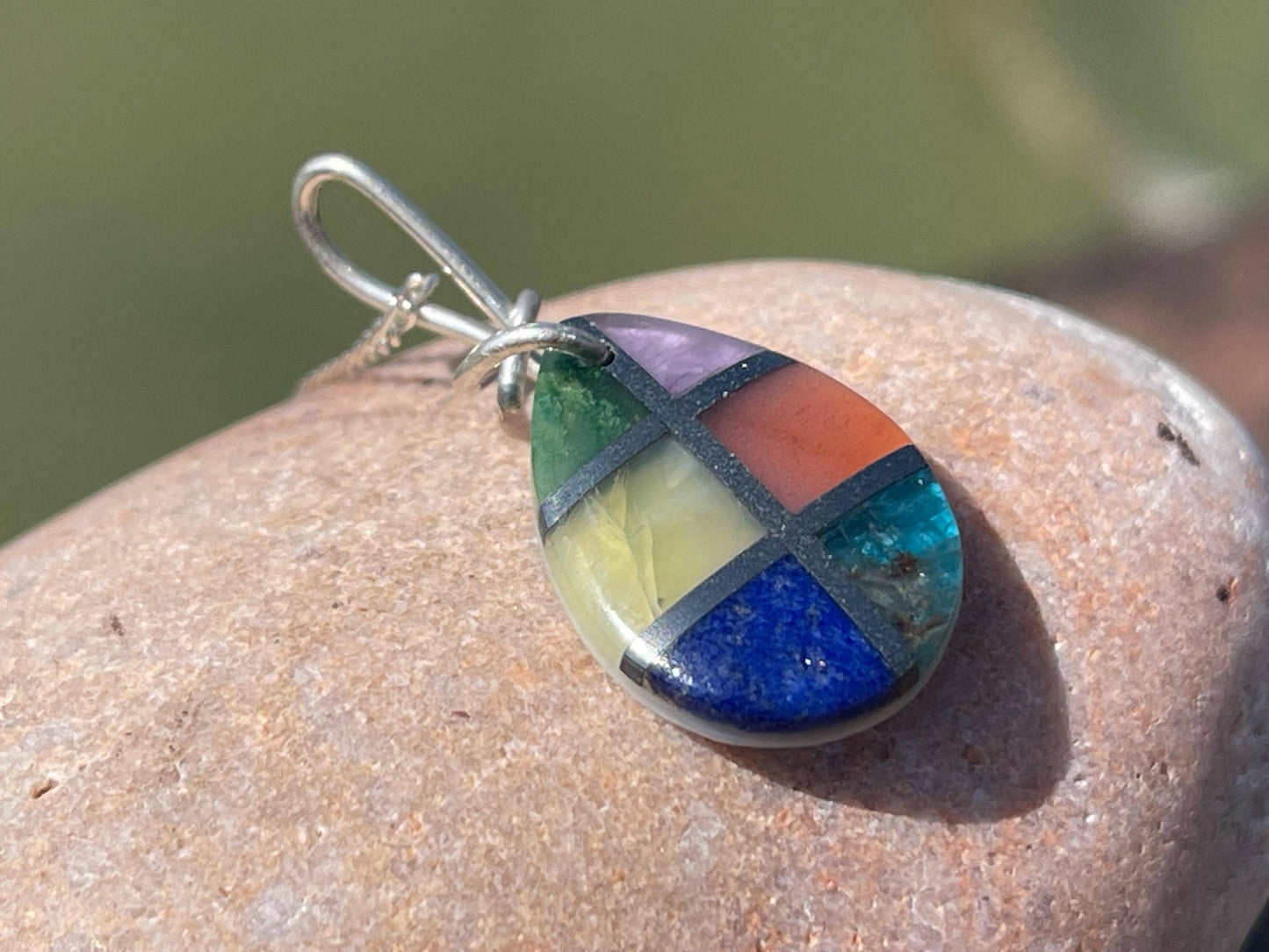 Fused gemstone necklace on recycled sterling silver. Ethical jewellery, lStunning unique jewellery. Unusual pendants.