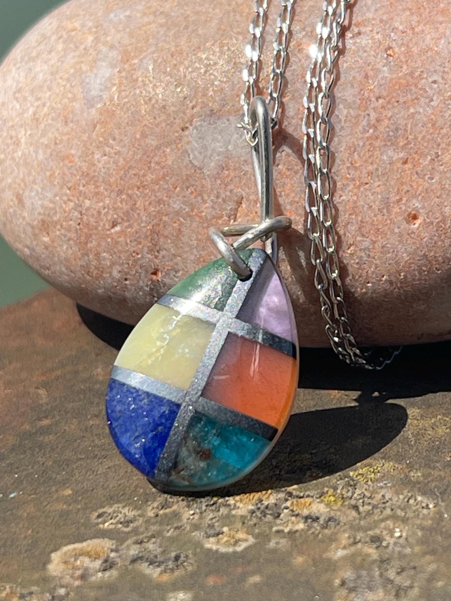 Fused gemstone necklace on recycled sterling silver. Ethical jewellery, lStunning unique jewellery. Unusual pendants.