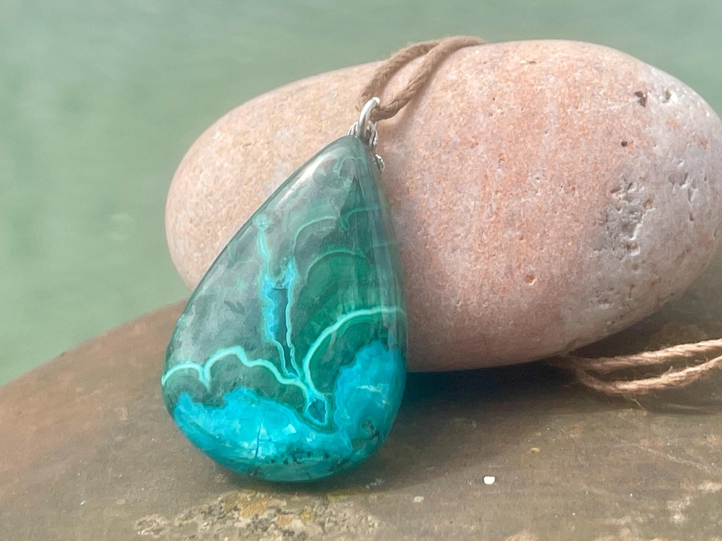 Chrysocolla Malachite necklace, ethical jewellery, bohemian necklace, unusual jewellery, malachite pendant, green gemstone necklace
