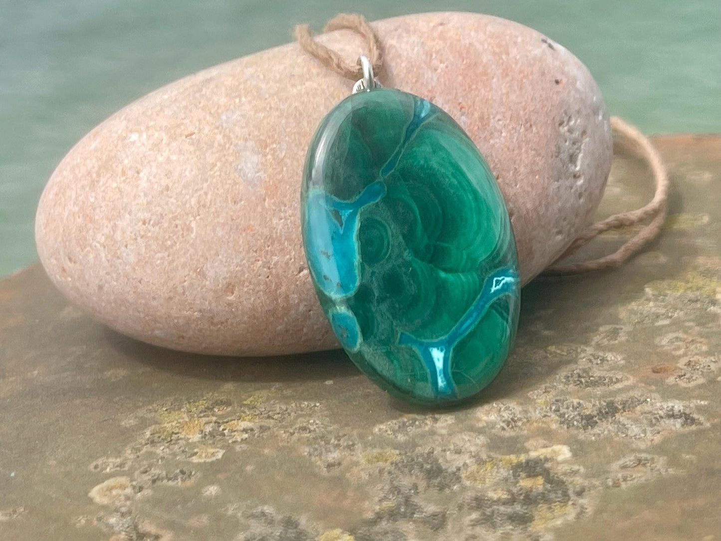 Chrysocolla Malachite necklace, ethical jewellery, bohemian necklace, unusual jewellery, malachite pendant, green gemstone necklace