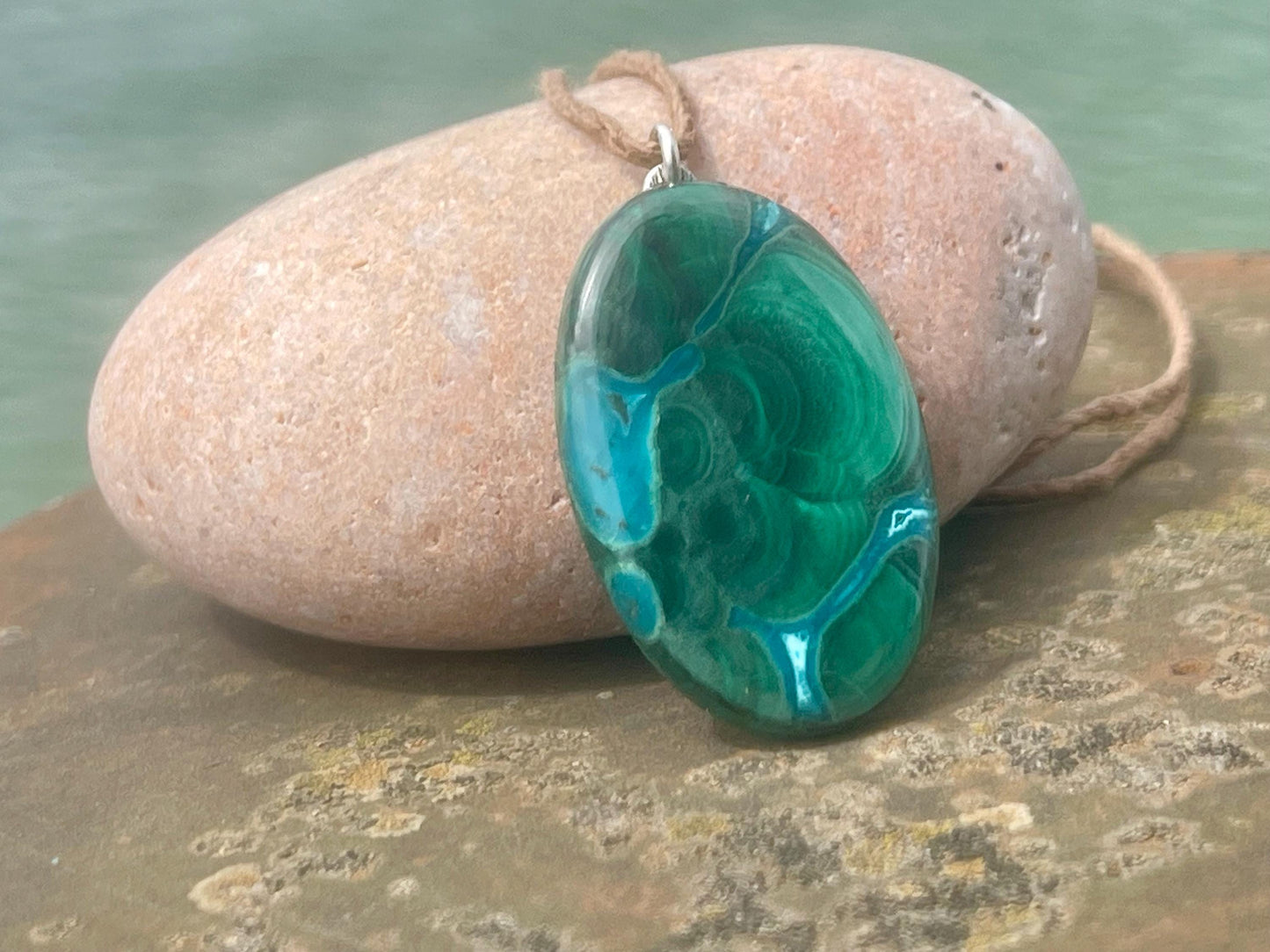 Chrysocolla Malachite necklace, ethical jewellery, bohemian necklace, unusual jewellery, malachite pendant, green gemstone necklace