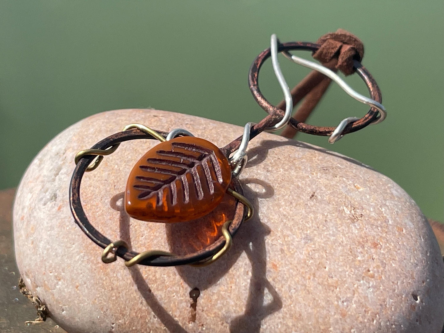 Rustic recycled necklace made from old copper, upcycled beading and recycled silver. Eco friendly jewellery. Unique ethical jewellery.