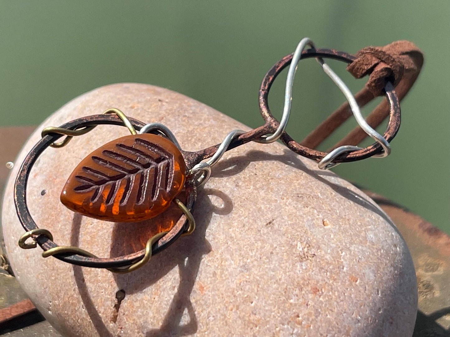 Rustic recycled necklace made from old copper, upcycled beading and recycled silver. Eco friendly jewellery. Unique ethical jewellery.