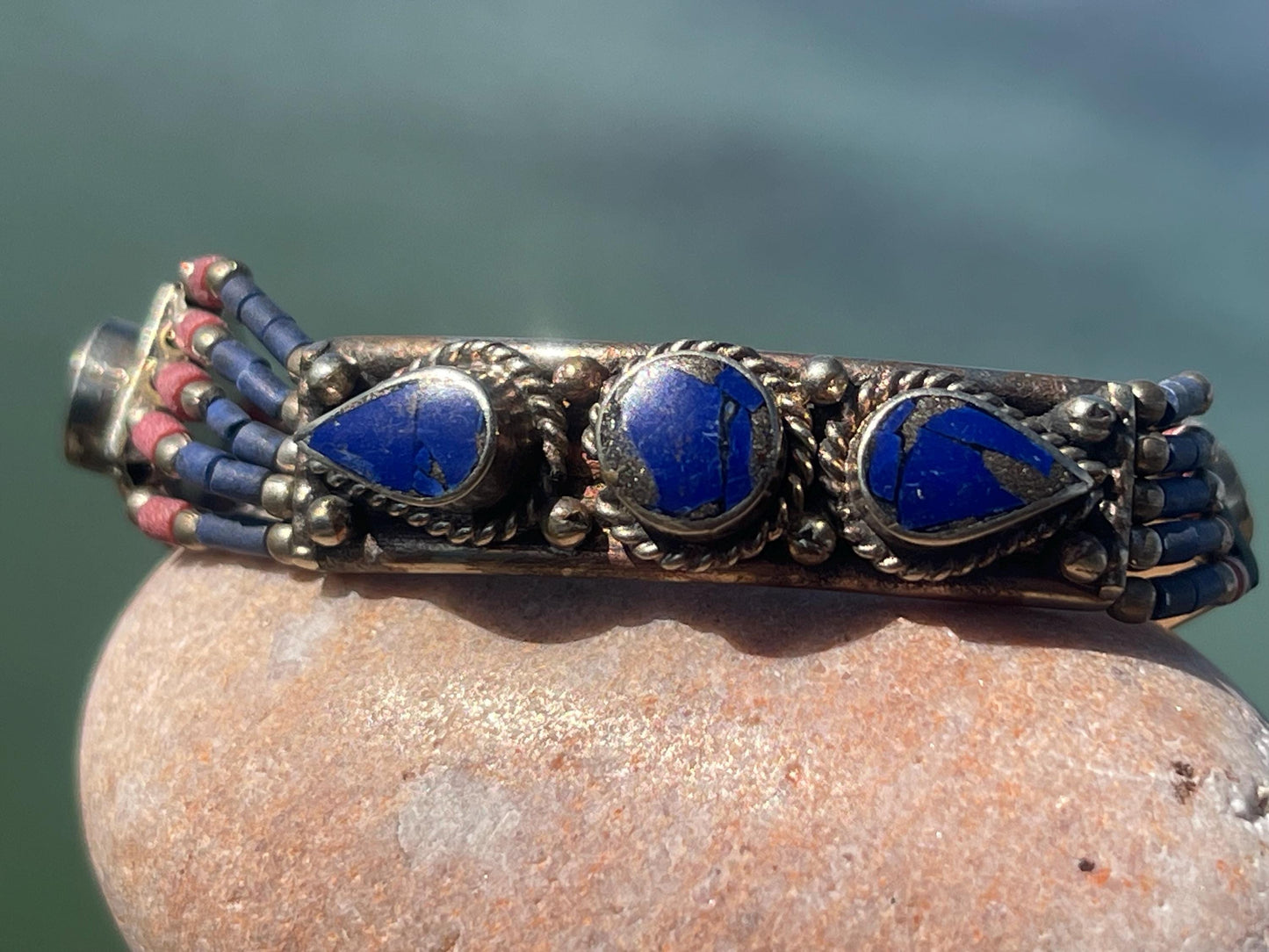 Vintage lapis bangle, vintage jewellery, ethical jewellery, belly dance bracelet, boho bracelet, lapis bracelet, vintage lapis jewellery