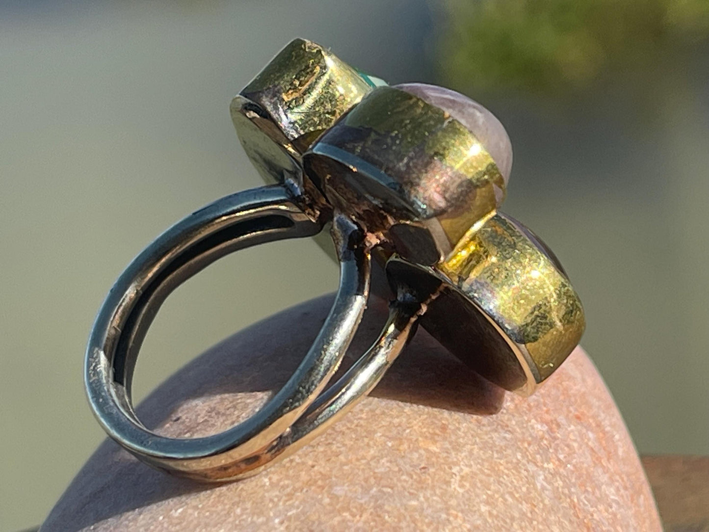 Fabulous vintage ring, large green ring, boho vintage jewellery, ethical jewellery, gypsy ring. Gypsy jewellery, statement jewellery