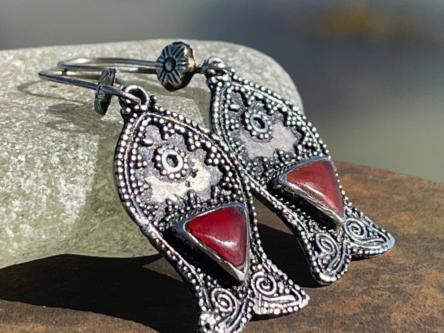 Gypsy jewellery, vintage fish earrings, silver fish earrings, vintage fish jewellery, ethical jewellery, gypsy earrings, unusual gift ideas